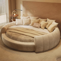 Luxuriöses rundes Bouclé-Bett