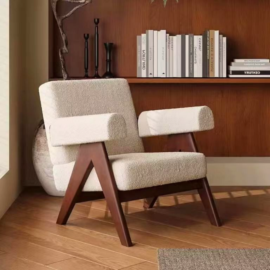 Extravaganter Bouclé-Sessel im Retro-Design