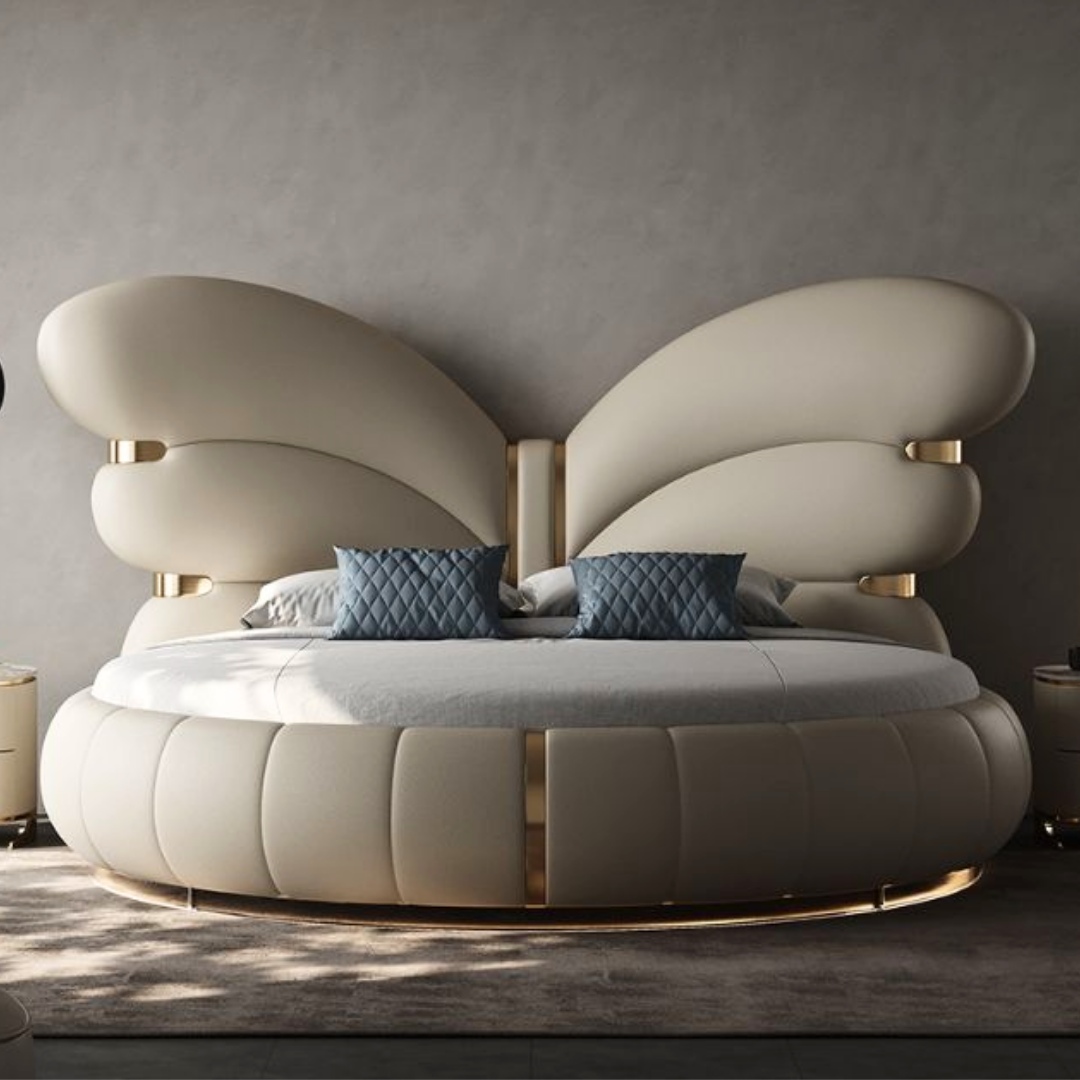 Luxuriöses rundes Schmetterling-Design-Bett
