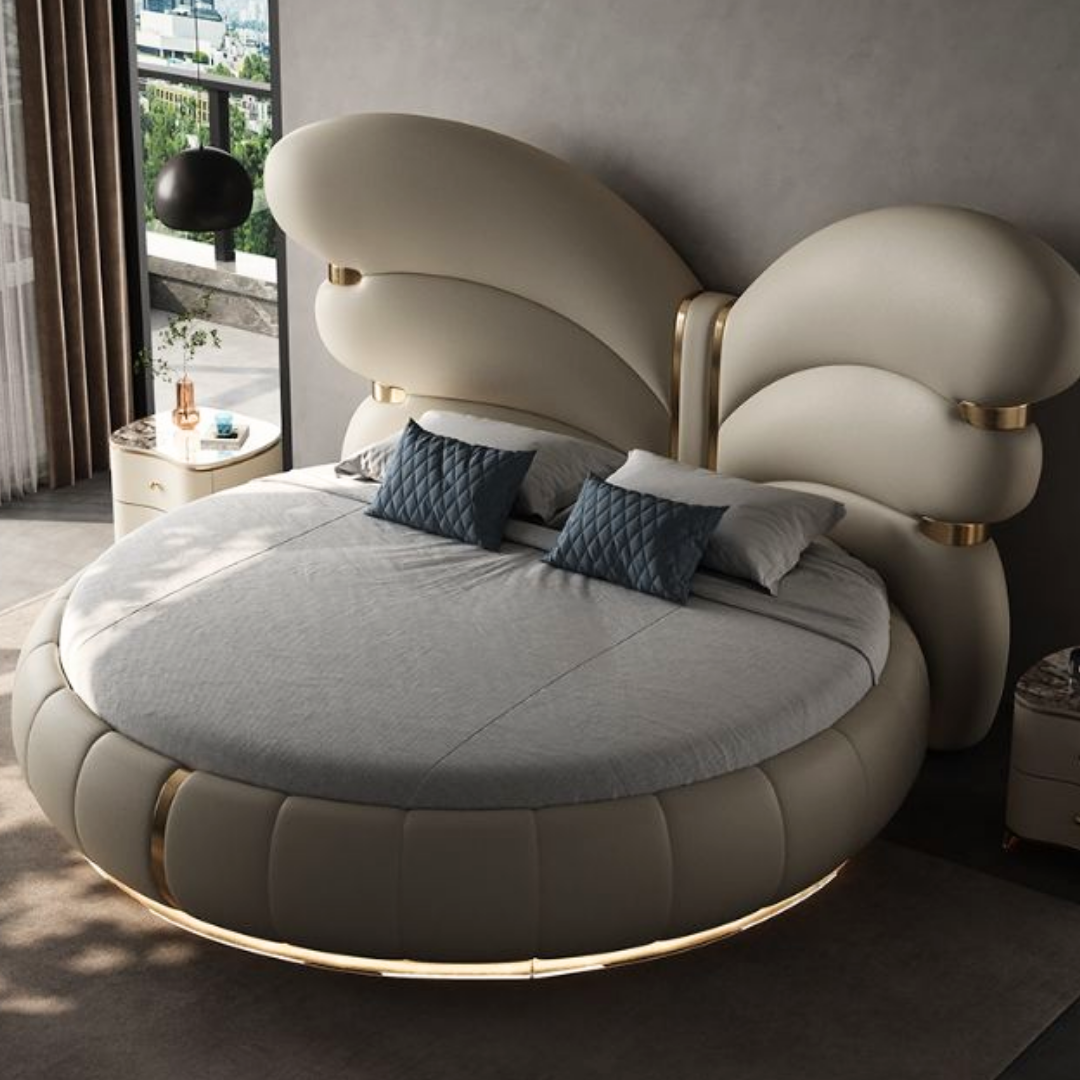 Luxuriöses rundes Schmetterling-Design-Bett