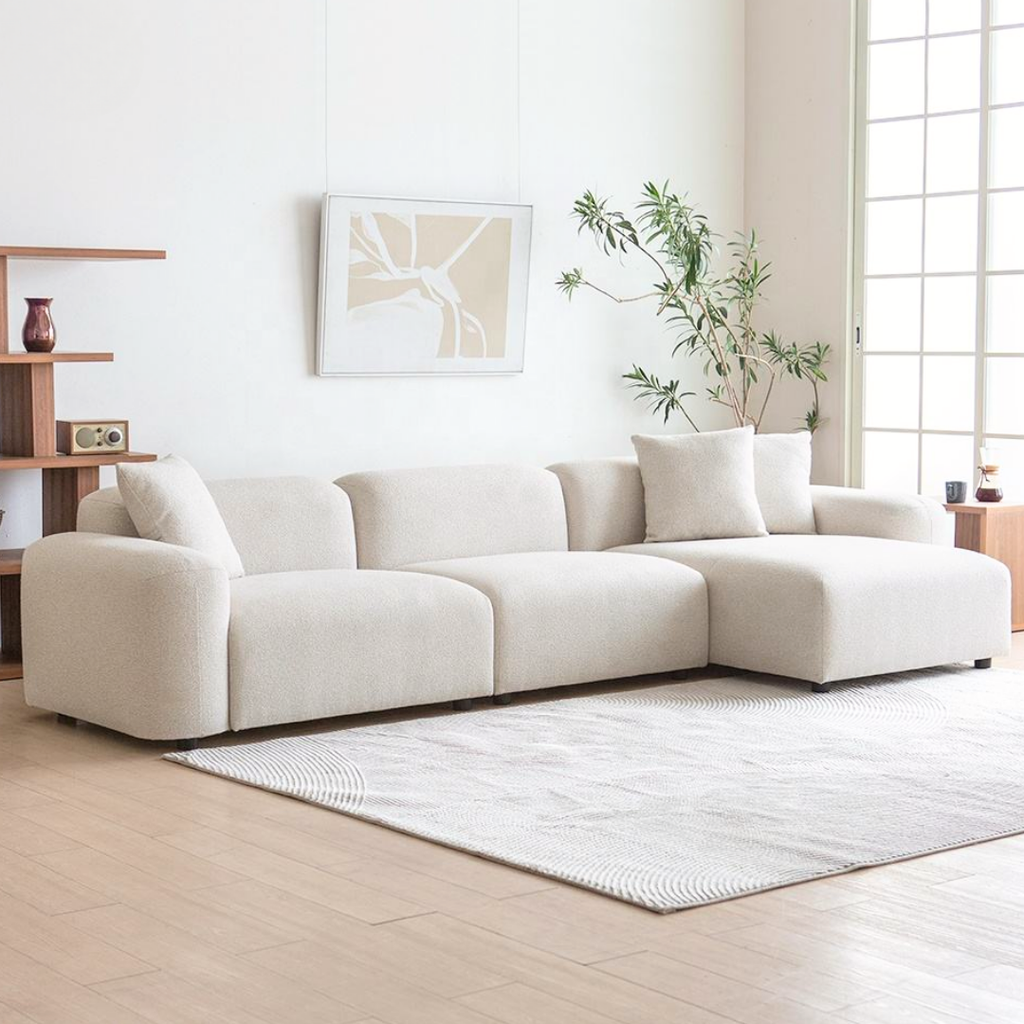 Modernes minimalistisches Bouclé-Ecksofa